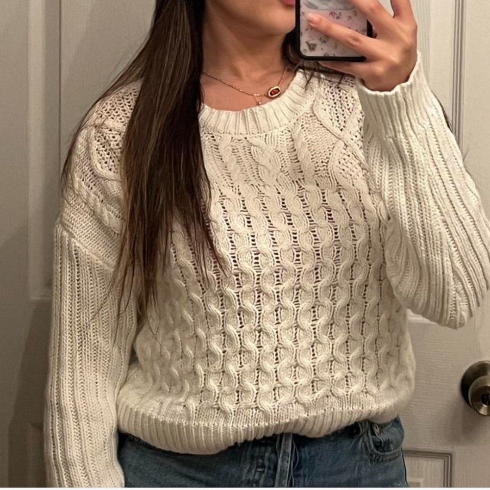 Aeropostale Cream Cable Knit Sweater